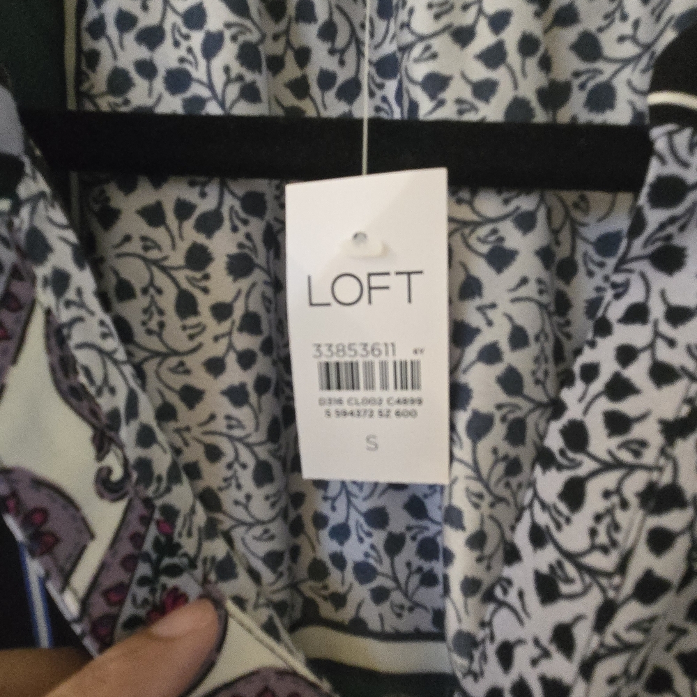 LOFT Floral Print Dress - Blue & Cream - Picture 7 of 7
